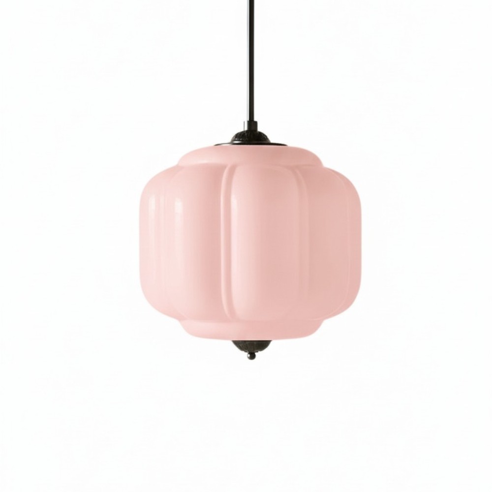 Vintage Eloise Melkglazen Hanglamp - Geribbelde Glazen Plafondkroonluchter HL1091