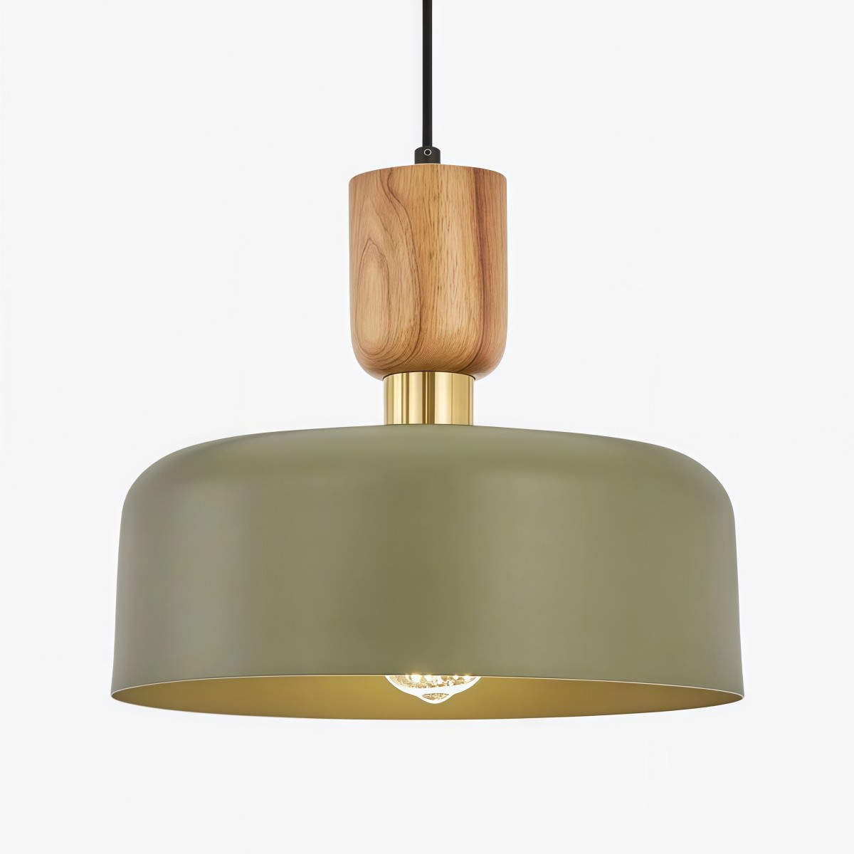 Orbulis Ronde Hanglamp met Houtnerf - Moderne Metalen Hanglamp voor de Eetkamer HL2366