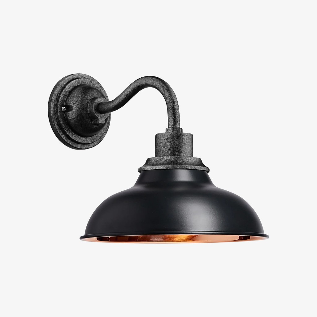 Velara Industriële Koepelwandlamp – Vintage Metalen Zwanenhalslamp voor Veranda of Terras HL2536