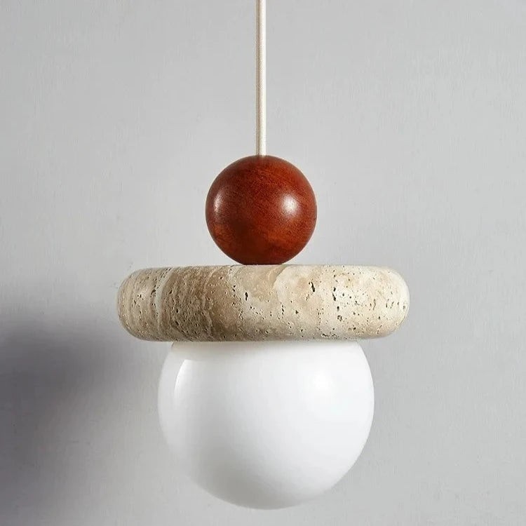 Crèmekleurige travertin hanglamp HL3479