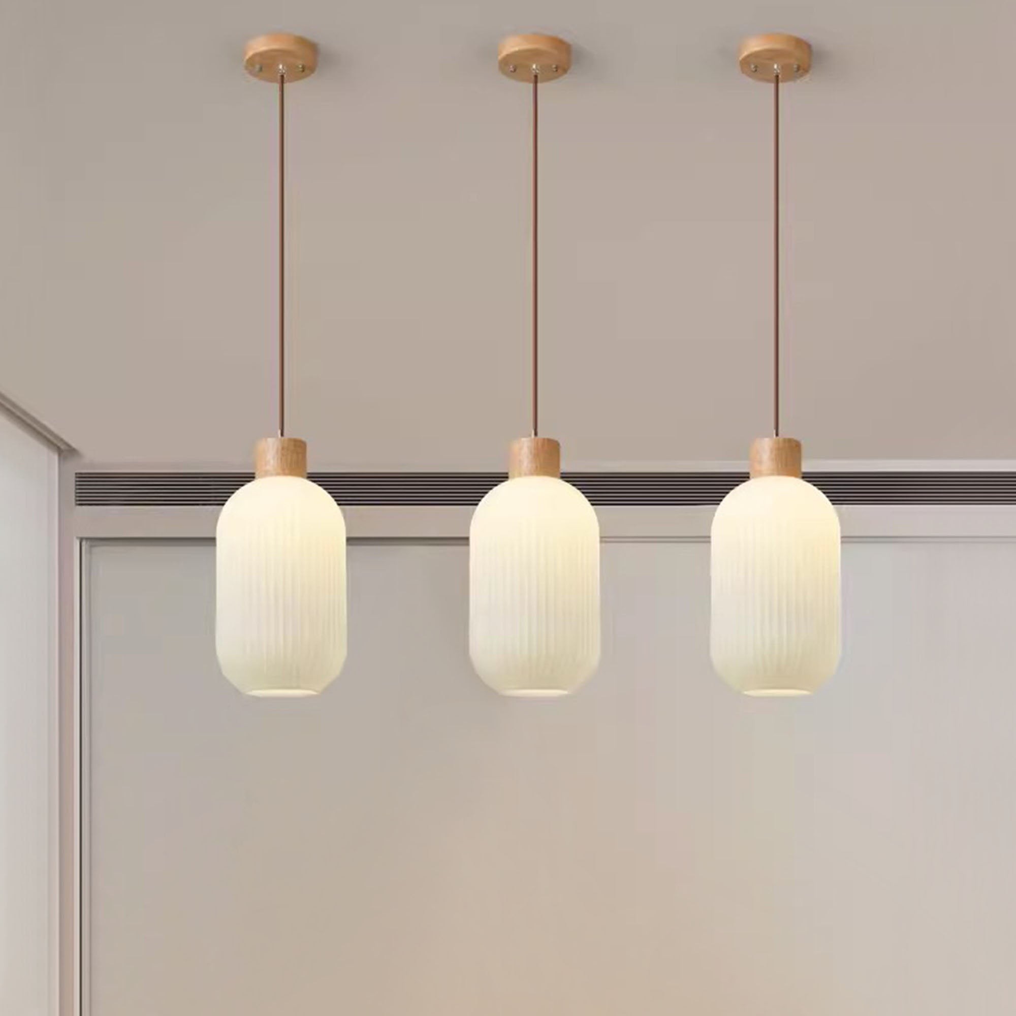 Nordic witte lantaarnachtige glazen hanglamp HL666