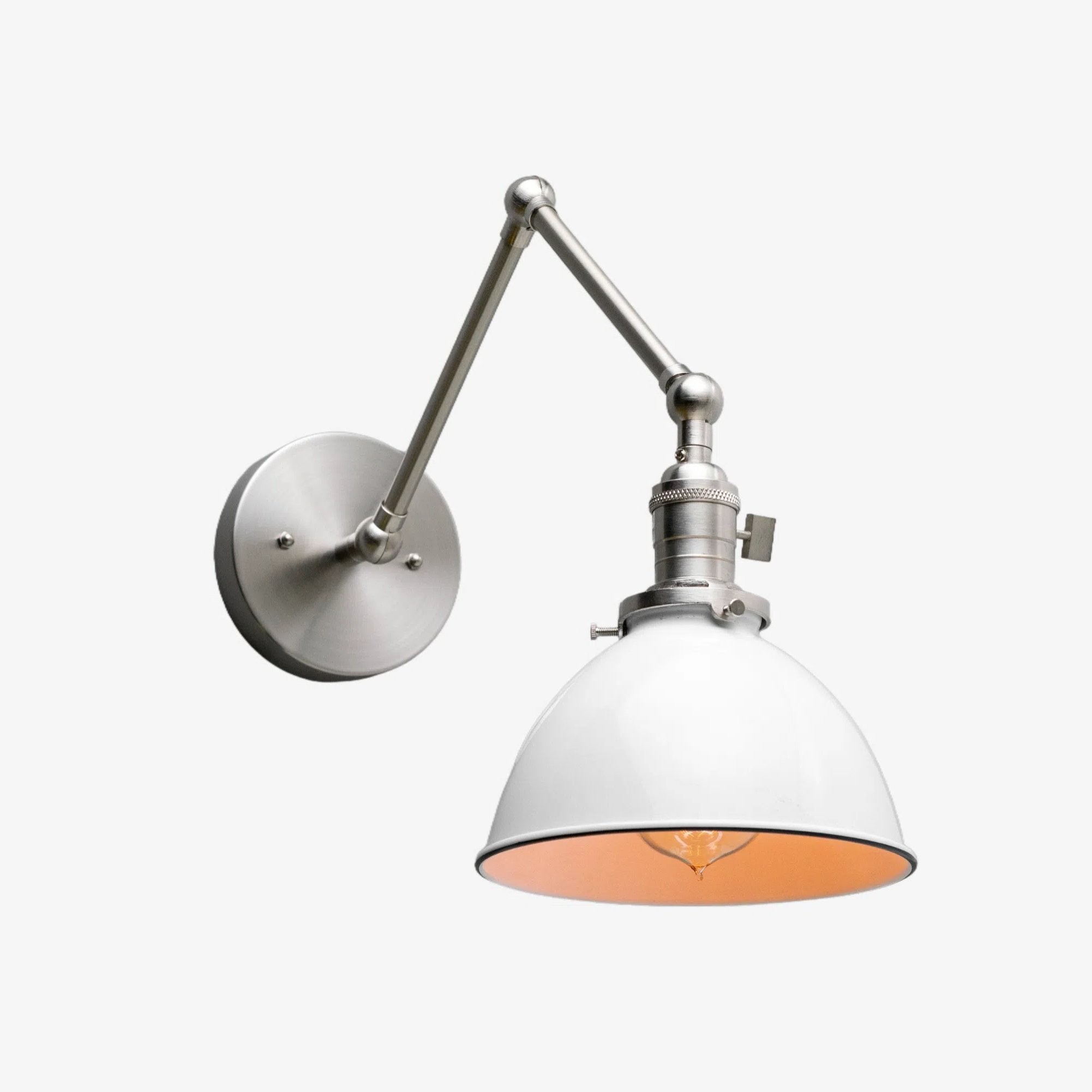 Conique metalen vintage industriële wandlamp met zwenkarm - verstelbare koepelvormige kap voor studie HL1675