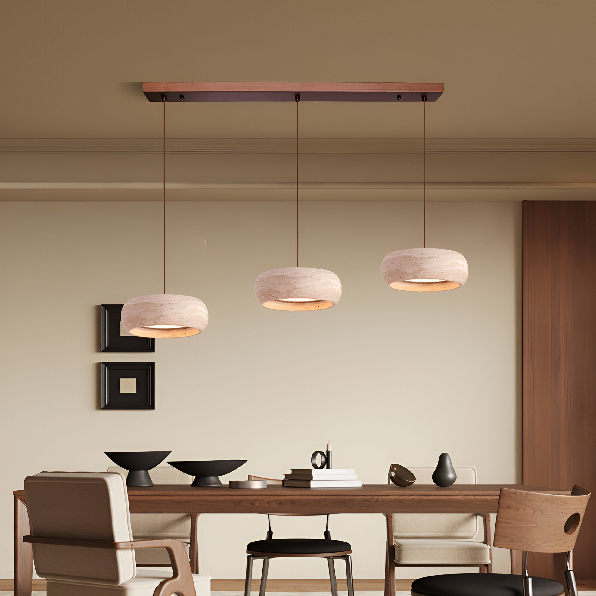Hanglamp HL3487 in Wabi Sabi-stijl met travertijnsteen