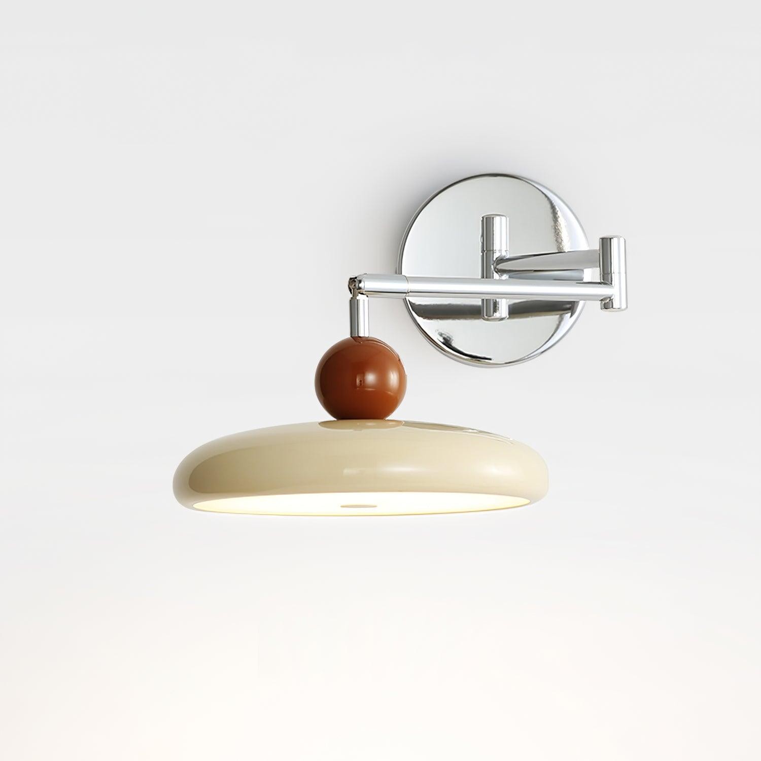 Crèmekleurige verstelbare zwenkarm schijf leeswandlamp HL606