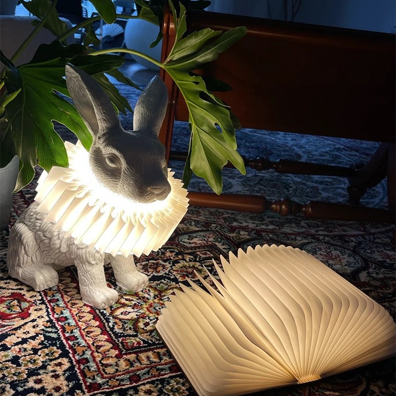 Moderne Witte Konijn Creatieve Hars Tafellamp