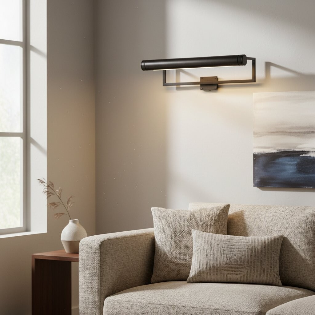 Aurix Schilderijlamp – Strakke, slanke wandlamp met metalen afwerking voor woonkamers en galerijen HL2376