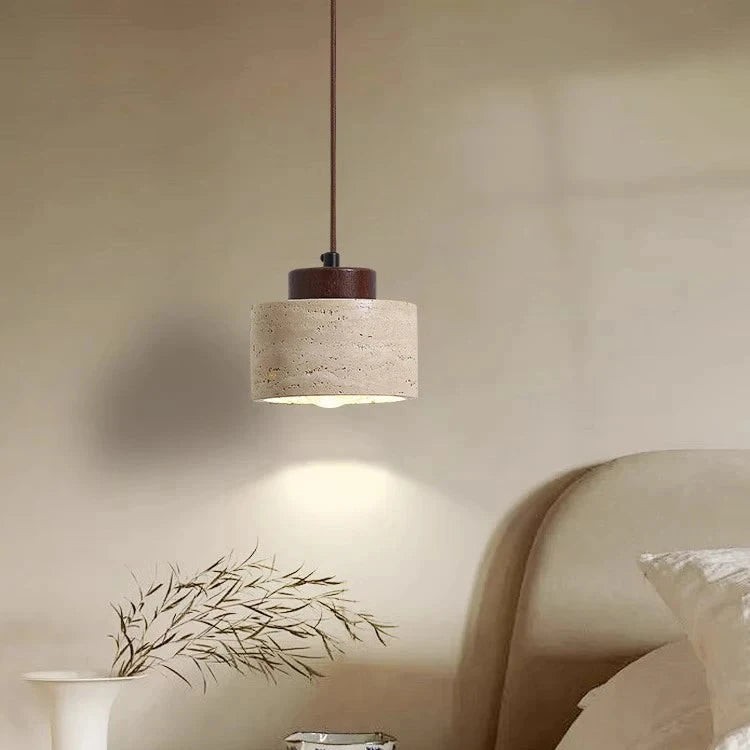 Scandinavische minimalistische hanglamp van travertijn met transparante afwerking HL3467