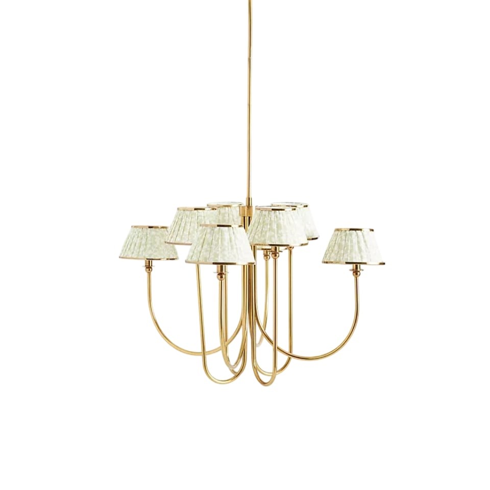 Ruchee Kroonluchter - Plafondlamp met gelaagde stoffen kap en messing frame voor eet- of woonkamer HL1891