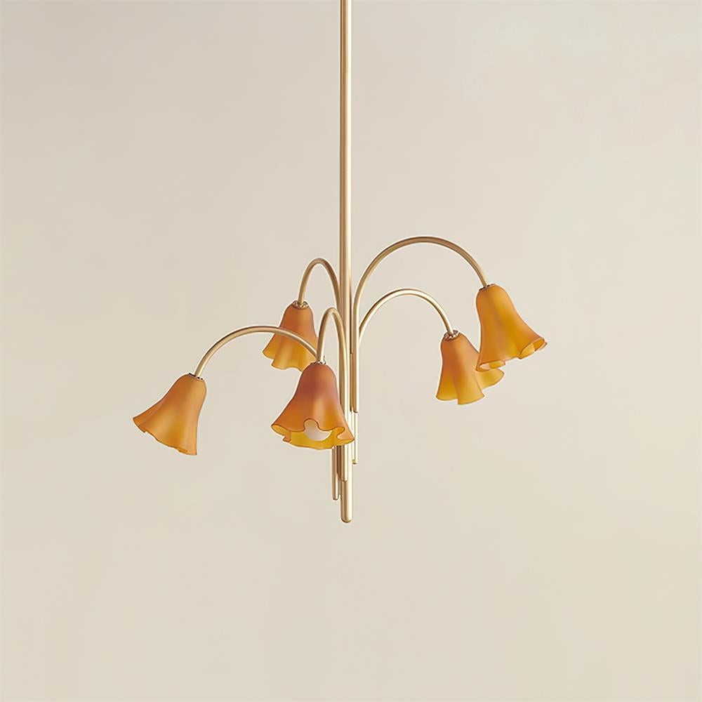 Bellina moderne romantische kroonluchter - botanisch lelie-ontwerp met glazen bloemen HL1642