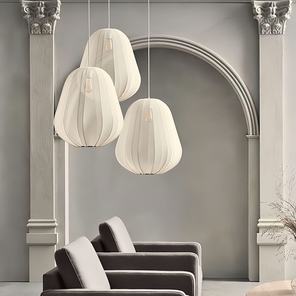 Witte stoffen hanglamp - Nordic lantaarnkap voor slaapkamer HL1316