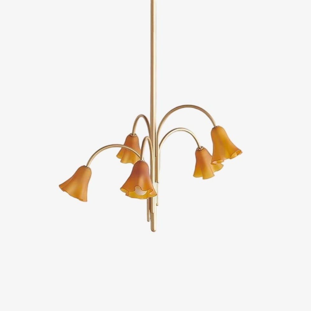 Bellina moderne romantische kroonluchter - botanisch lelie-ontwerp met glazen bloemen HL1642