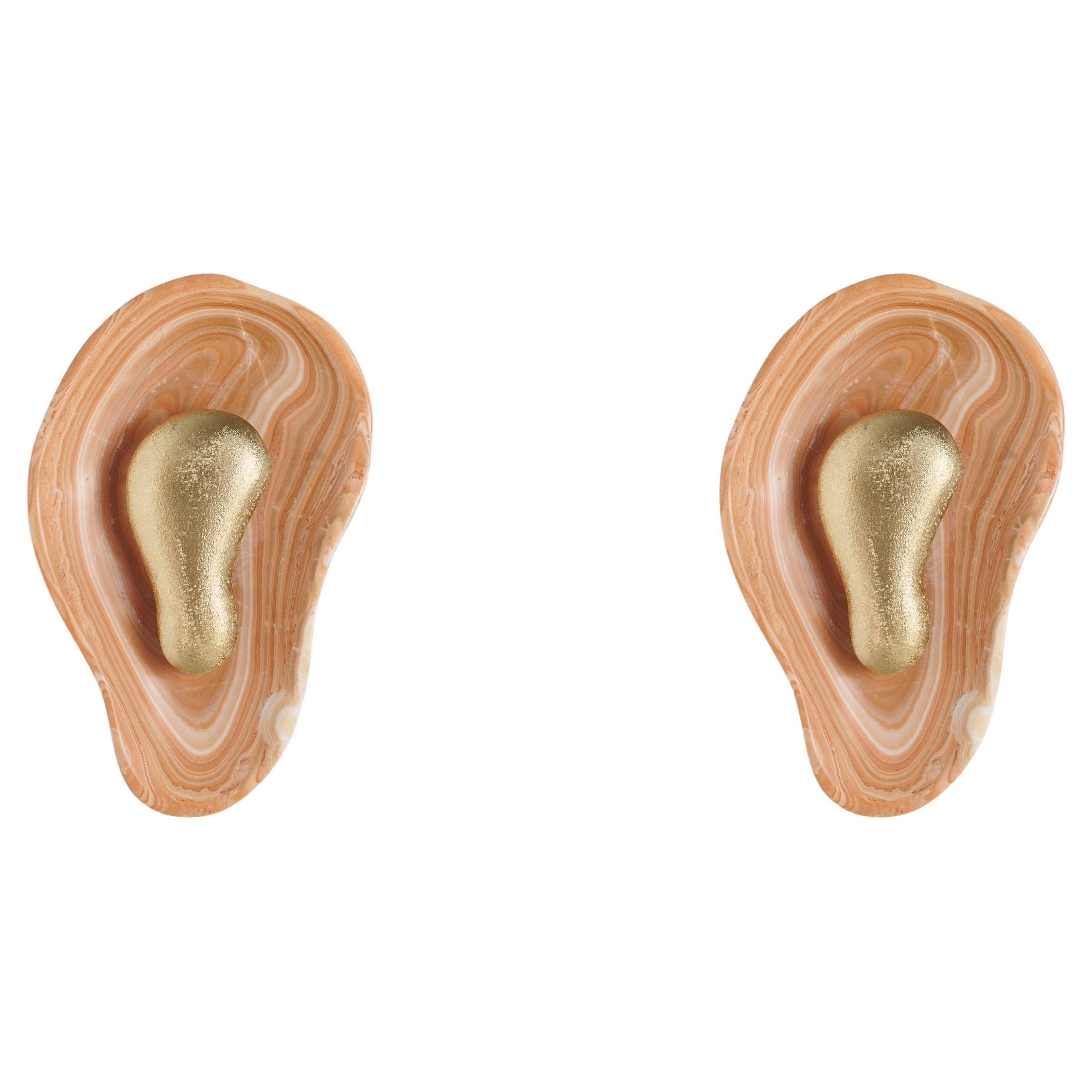Wandlamp van gehamerd oesterkleurig onyx HL3278