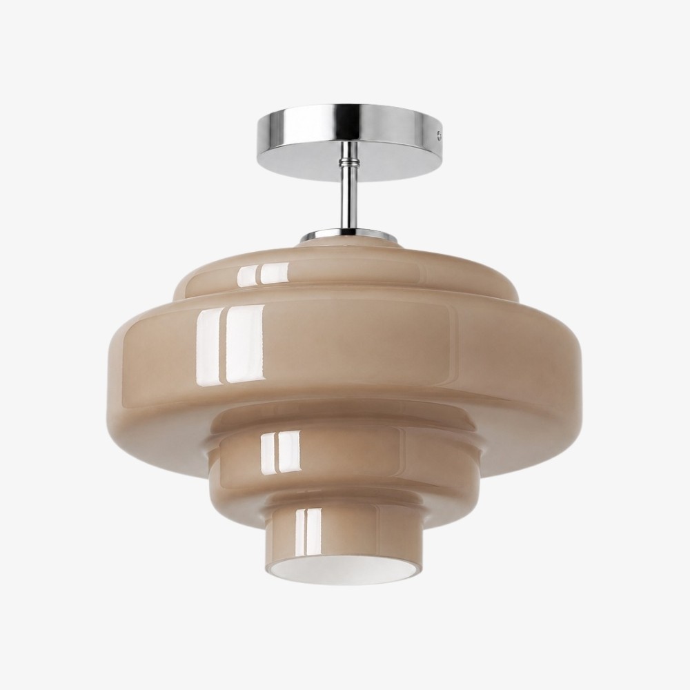 Koloro glazen plafondlamp - gelaagde, afgeronde lampenkap voor hal of garderobe HL3581