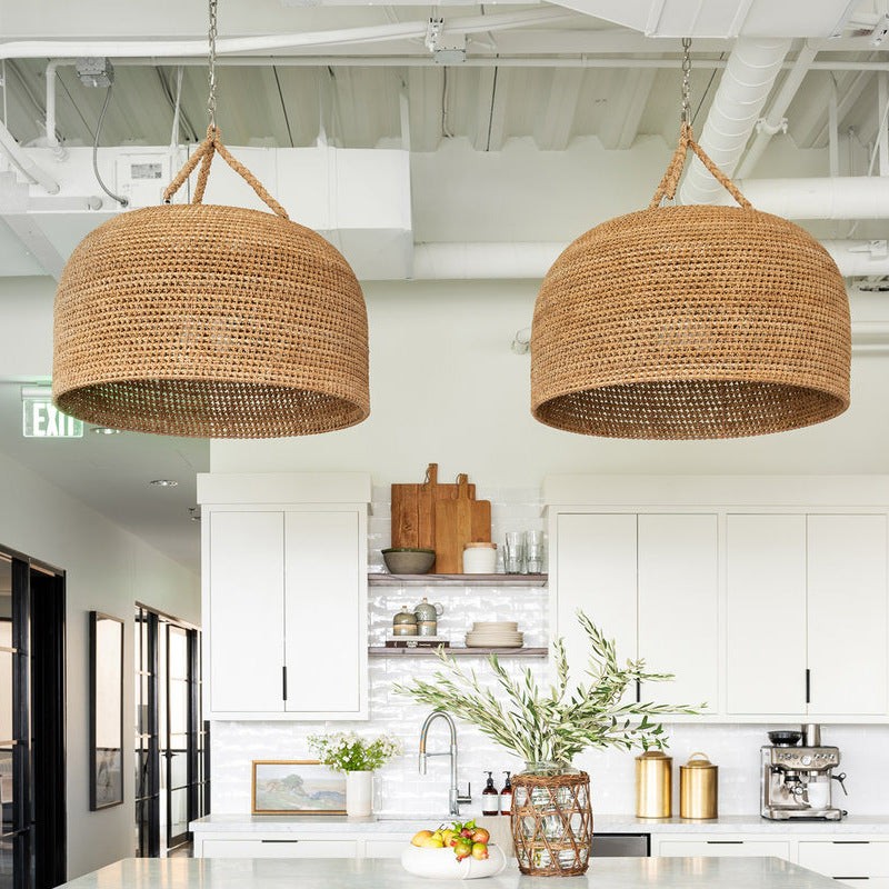 Hanglamp HL3383 van natuurlijk rotan met Japanse uitstraling