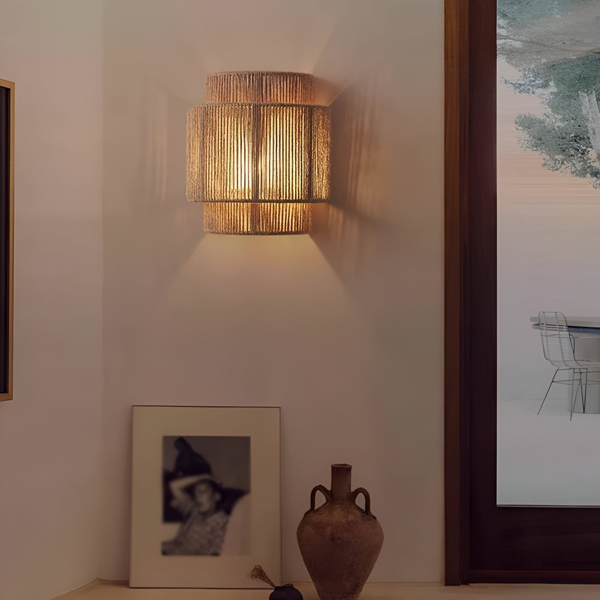 Boheemse vintage handgeweven LED-wandlamp HL3347
