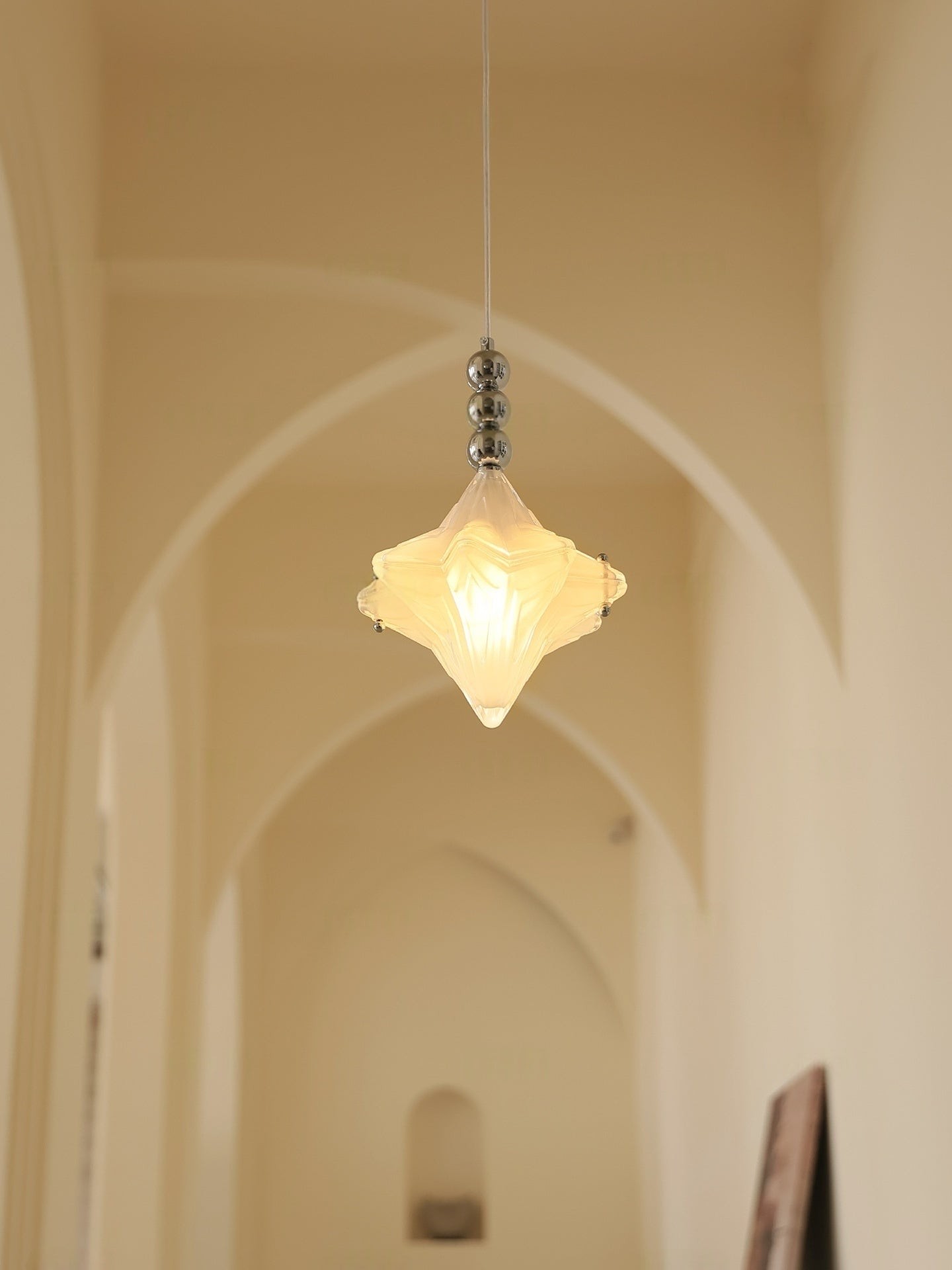 Art Deco Astris Elara Star hanglamp - hanglamp van matglas met geometrische stijl HL1792