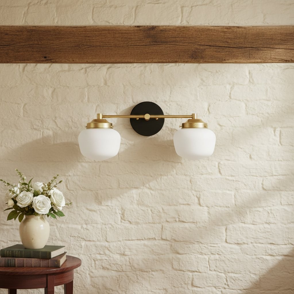Opalume glazen Art Deco badkamerlamp - wandlamp met witte glazen kappen HL1668
