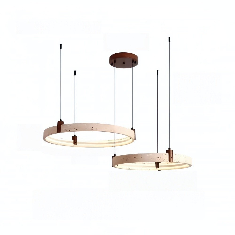Eenvoudige ronde travertijn hanglamp HL974