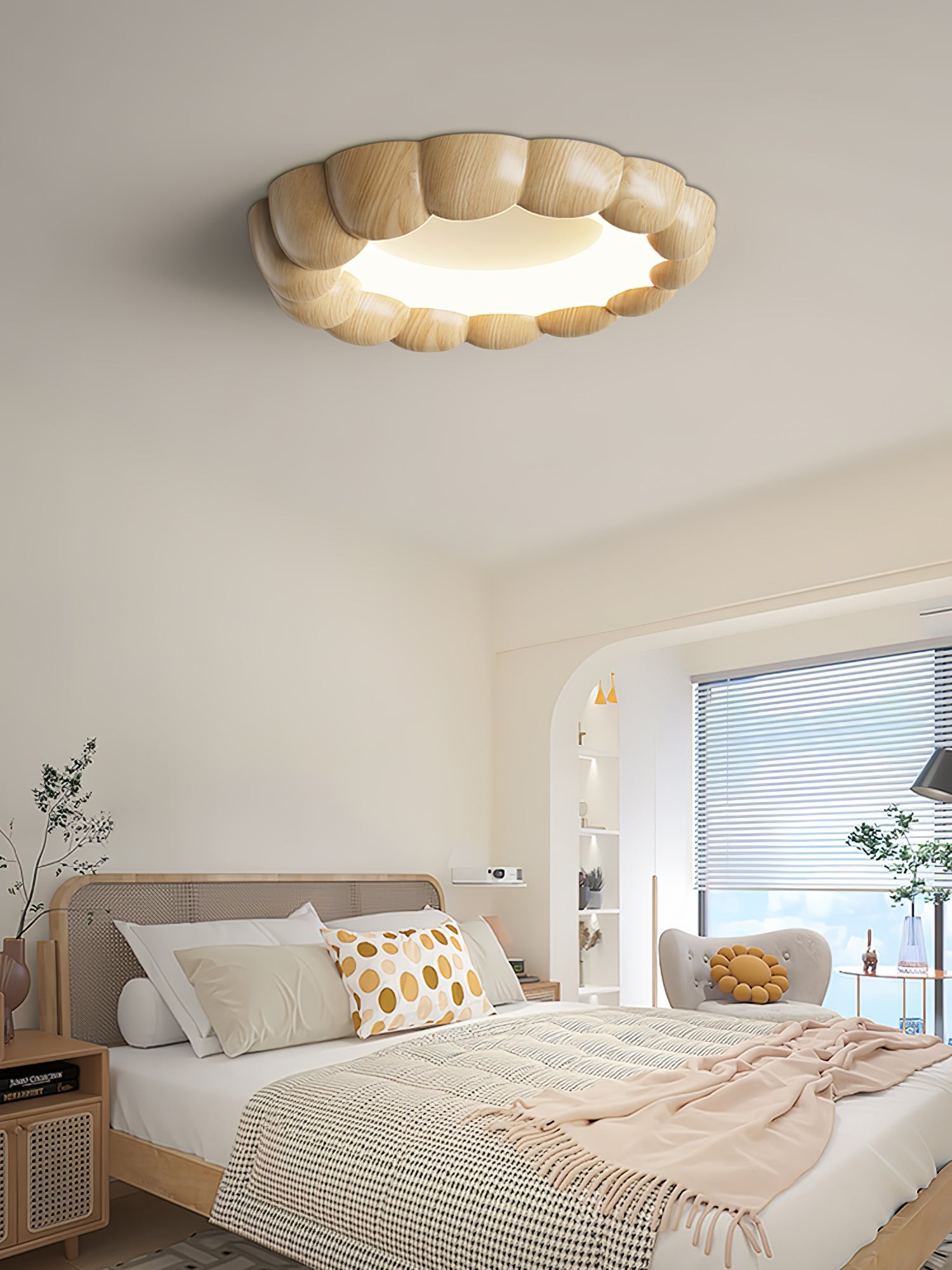Plafondlamp met imitatiehouten rimpel HL441