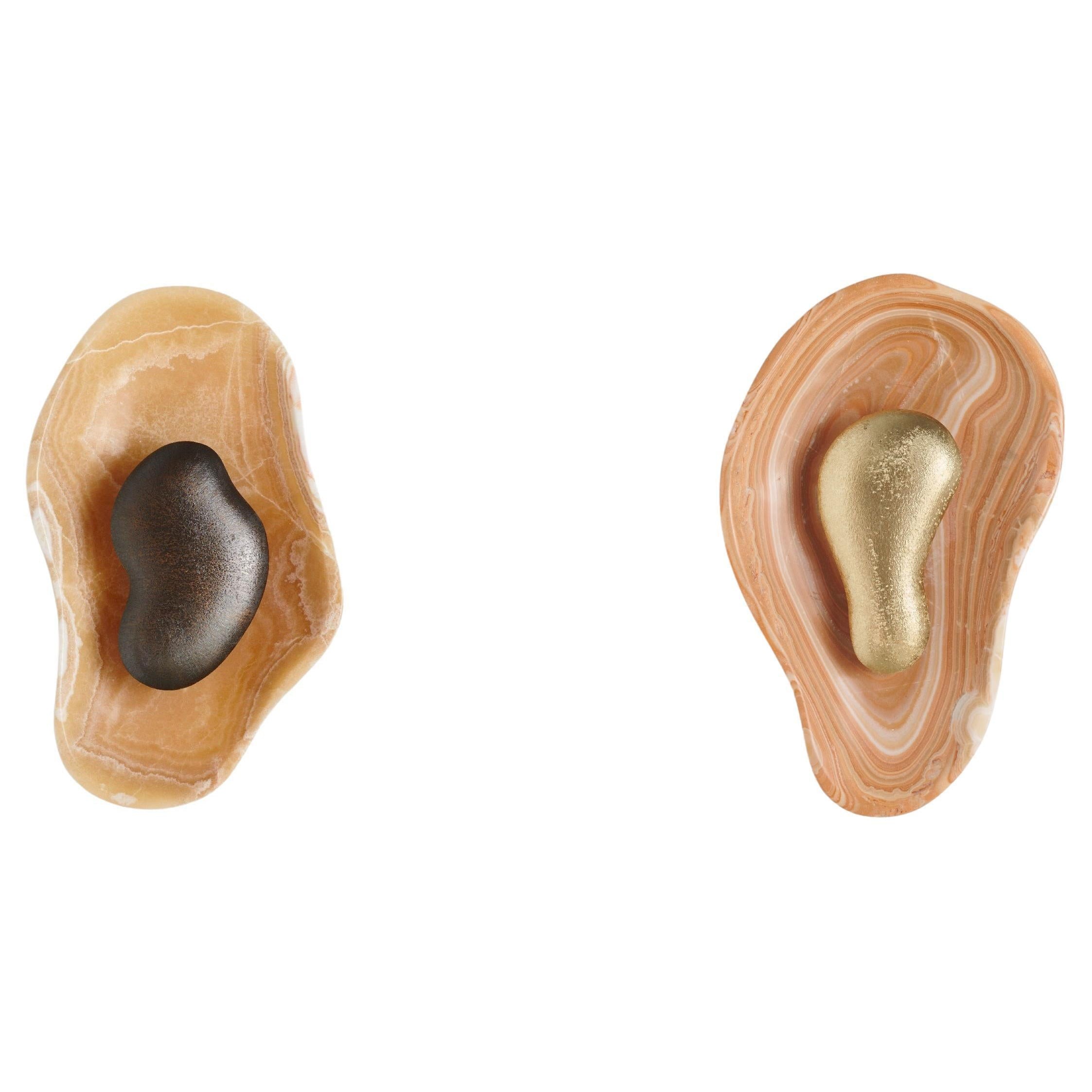 Wandlamp van gehamerd oesterkleurig onyx HL3278