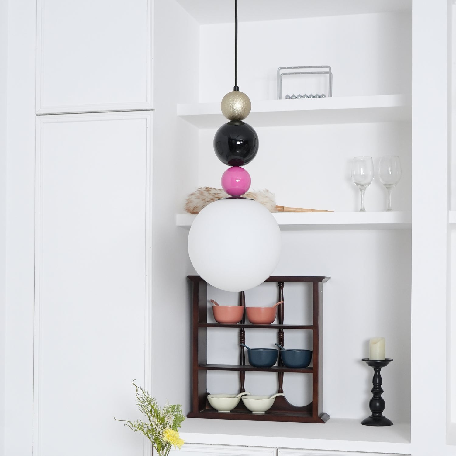 Ronde ballen stapelbare roze hanglamp HL761