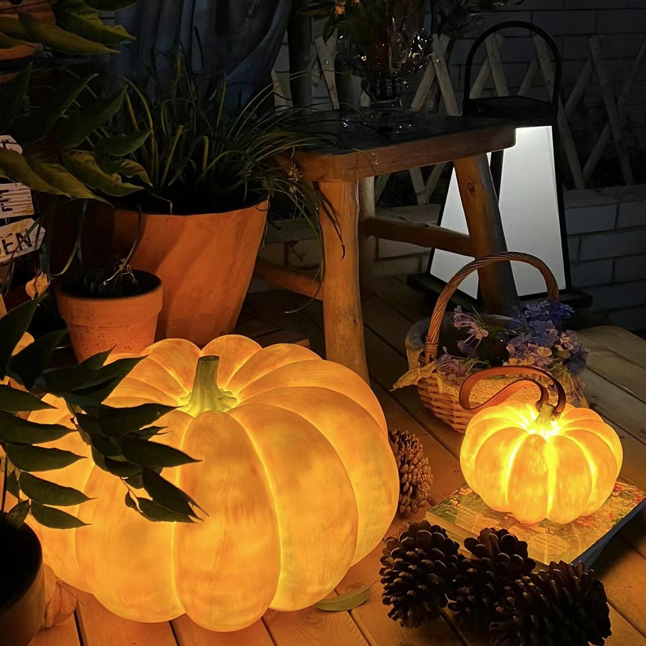 Pompoen Draagbare Tafellamp Voor Halloween Decoraties Buiten HL86