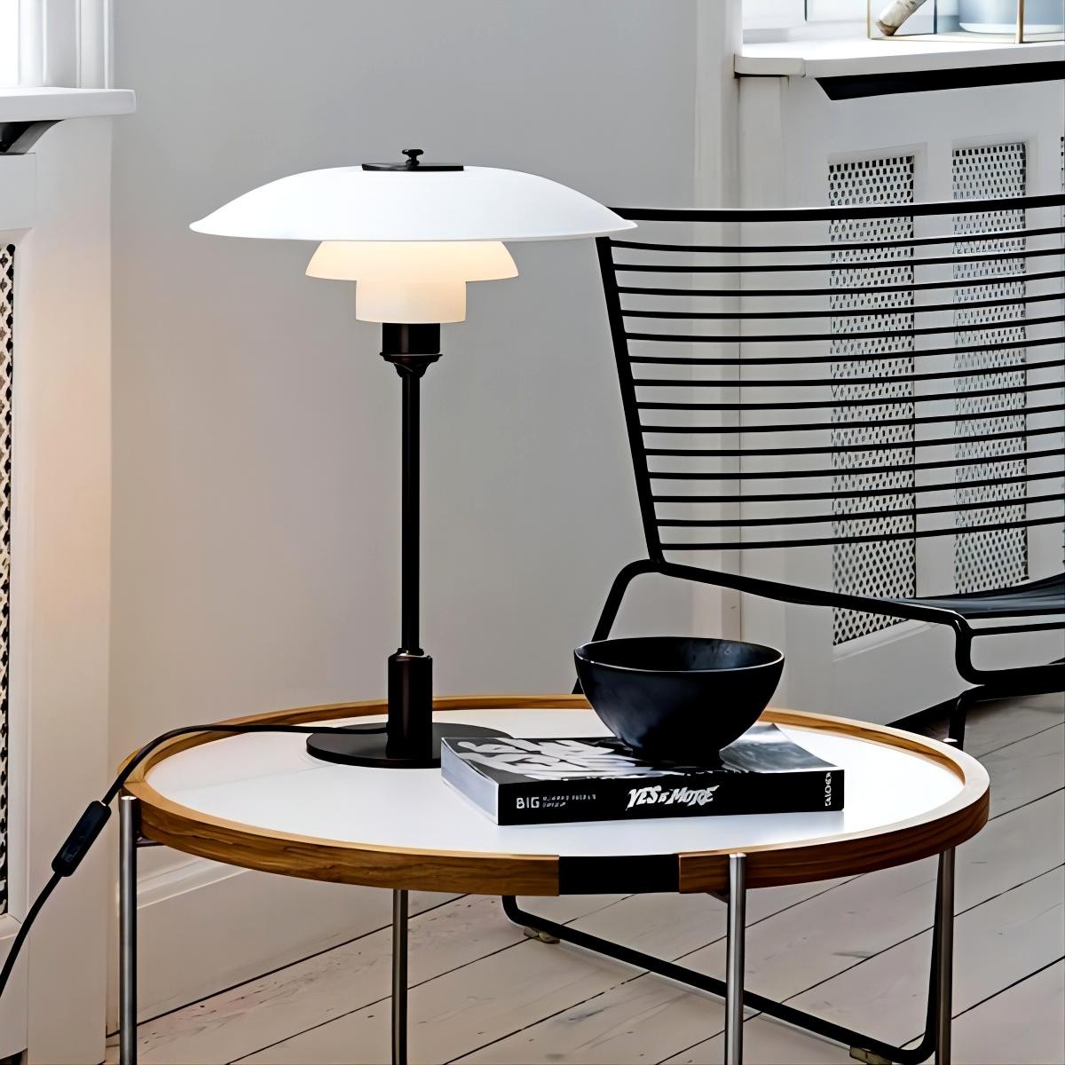Glazen tafellamp met Multilayer roestvrij staal