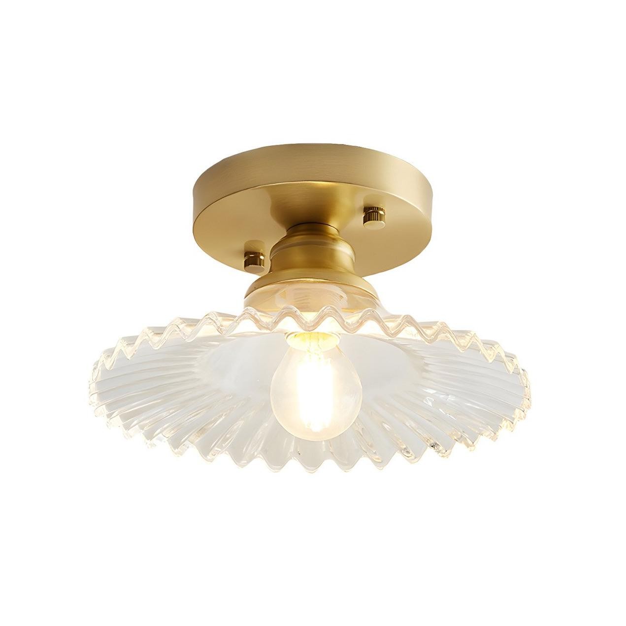 Vintage helder glazen geribbelde bloemblaadje plafondlamp HL139