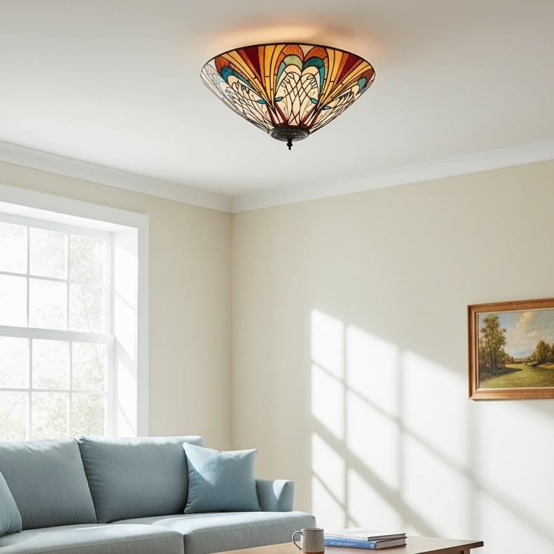 TF Hector Plafondlamp - Handgemaakt glas-in-lood design, half-inbouw of hanglamp voor thuis HL2217