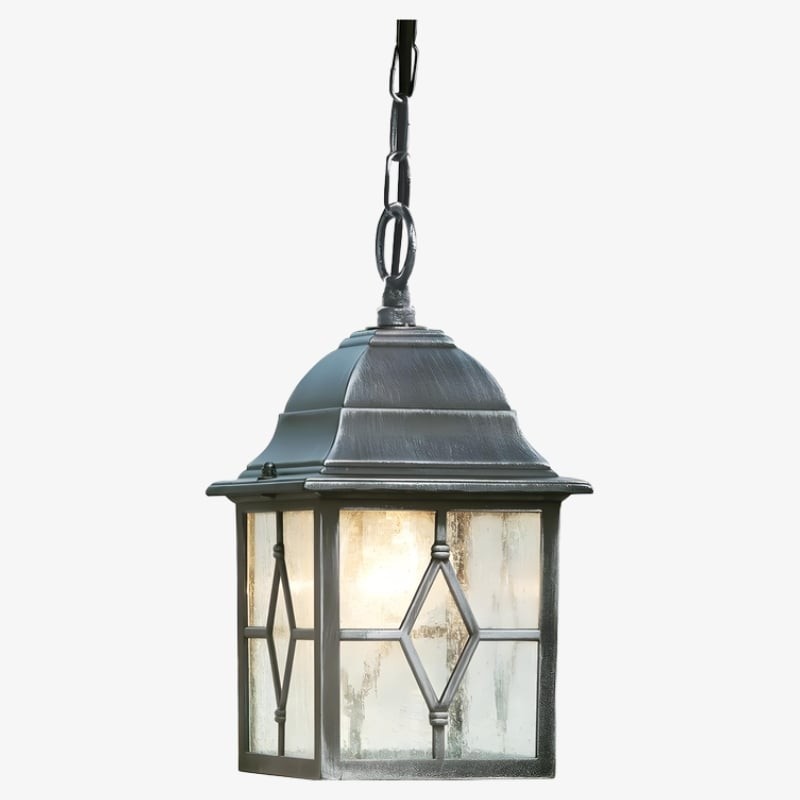 Frostine Hangende Buitenlantaarn - Geometrisch Glas-in-lood voor Tuiningang HL2158