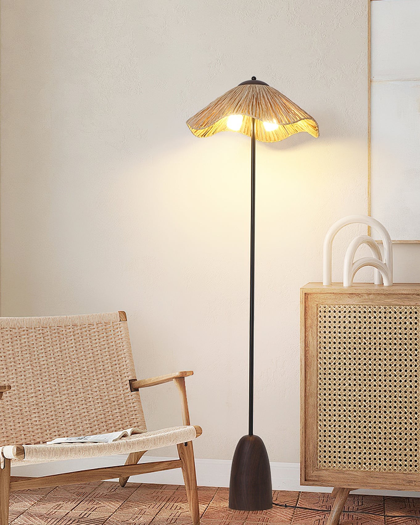 Retro strohoed vloerlamp HL1184