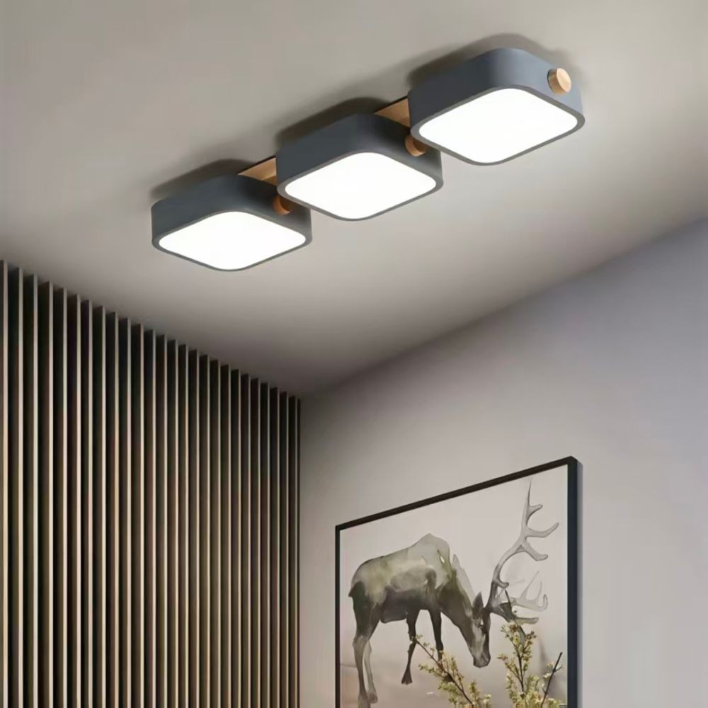 Houten blok plafondlamp - Nordic vierkante LED keukenverlichting HL1348
