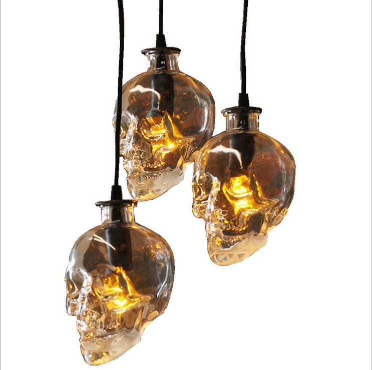 Helder glazen schedel wandlamp HL1251