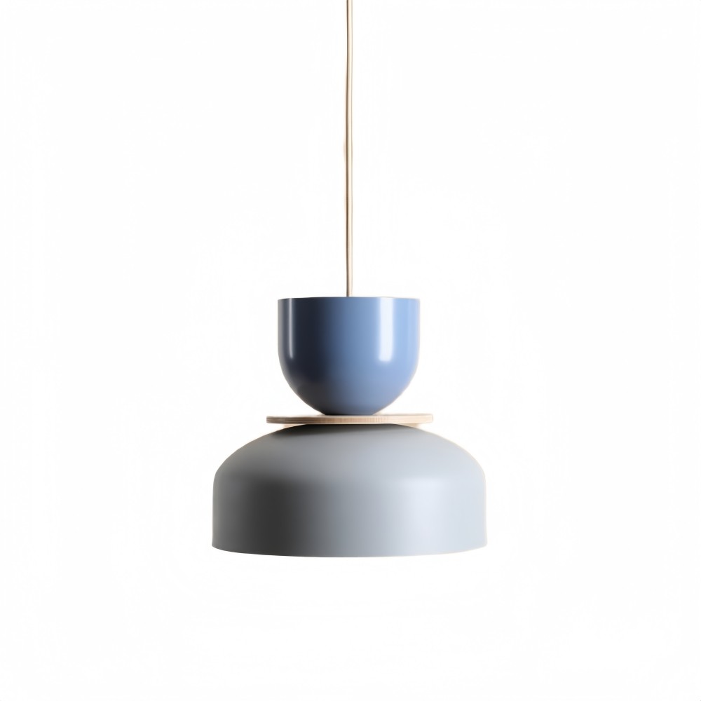 Hanglamp met metalen kom en kap - Houten Macri Kleurrijke Keukenlamp HL1068