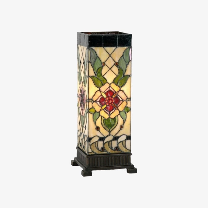 TF Angelique Art Nouveau tafellamp van gebrandschilderd glas - handgemaakt bloemenontwerp voor de woonkamer HL2099
