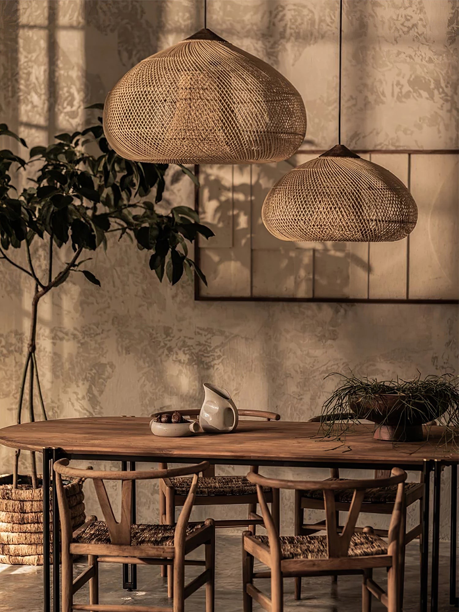 Harp gevlochten rotan hanglamp HL1402