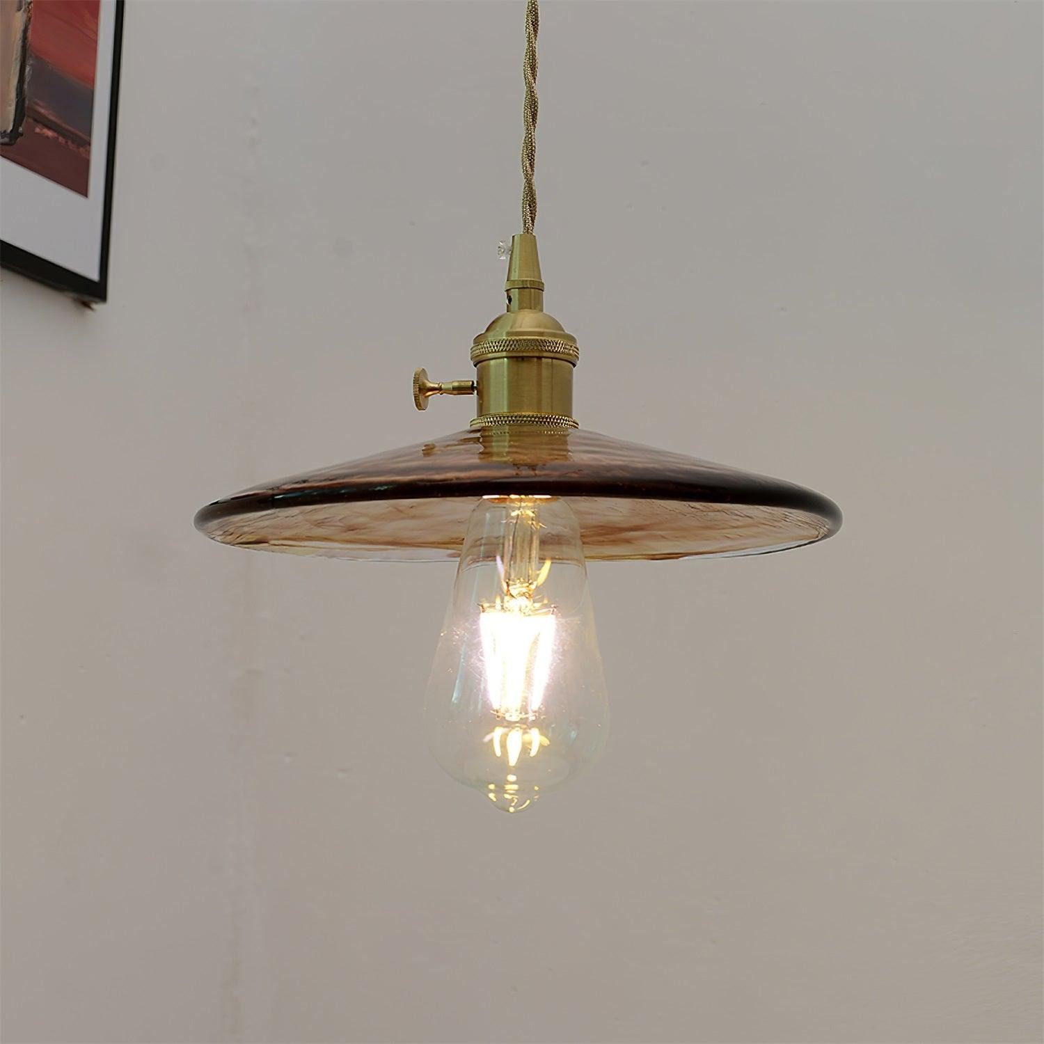 Messing Vintage Helder Glazen Hanglamp HL623