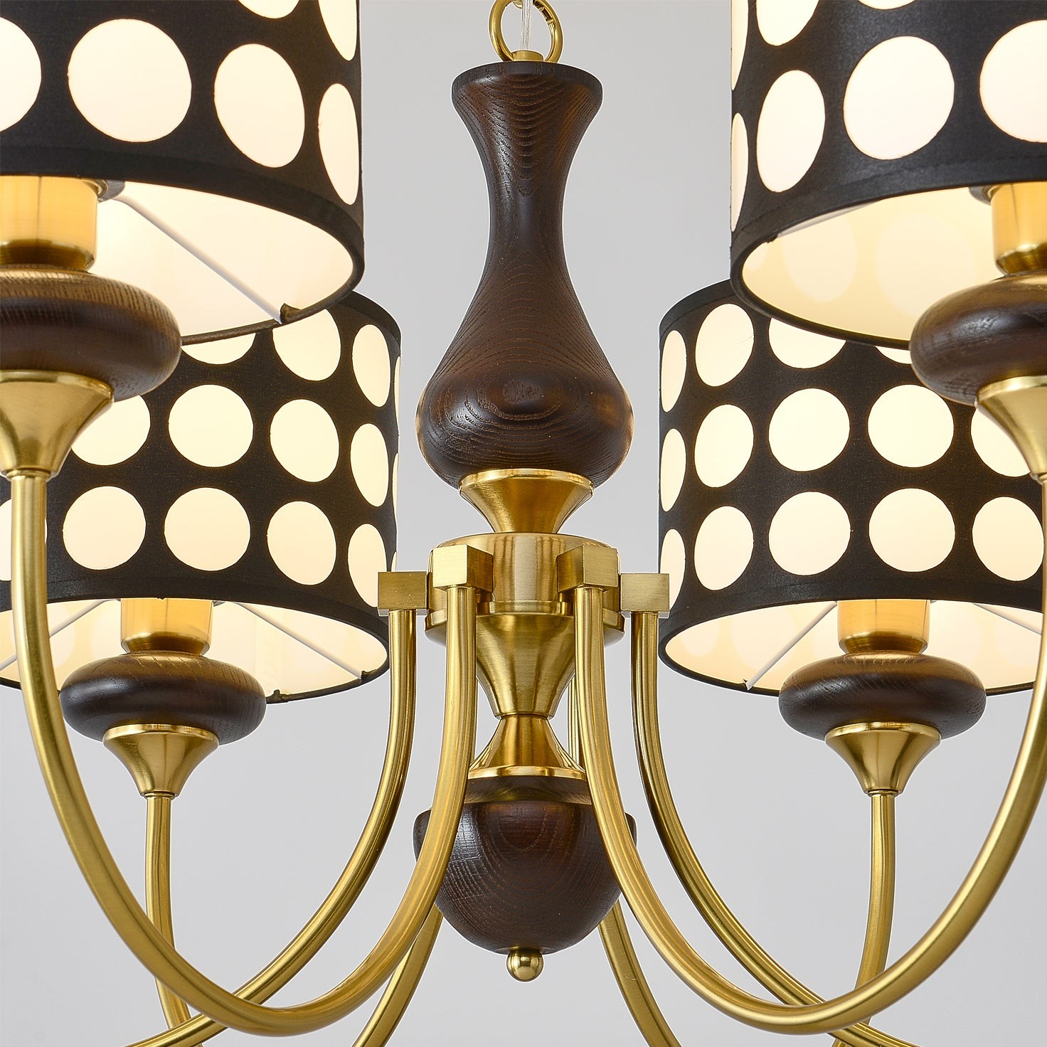 Moderne luxe zwarte kroonluchter met meerdere koppen en stippen HL1121
