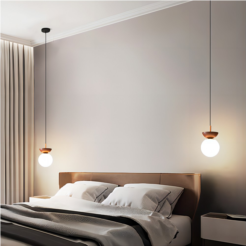Scandinavische Semi-bol Houten Hanglamp HL100