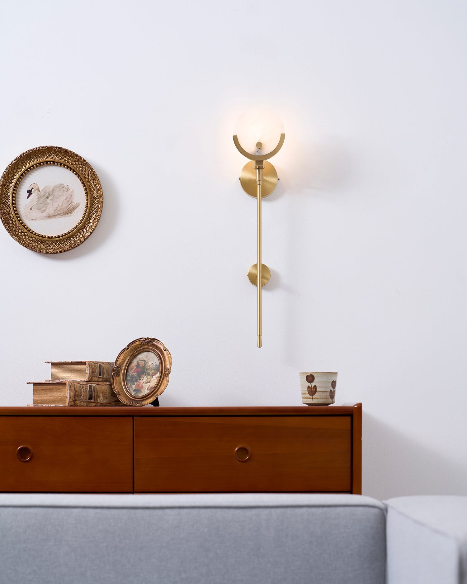Ava messing alabaster wandlamp HL2941