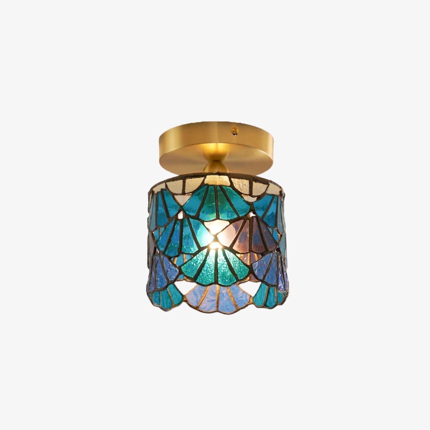 Vintage Tiffany-stijl plafondlamp met glas-in-lood en decoratief patroon voor de woonkamer HL2345