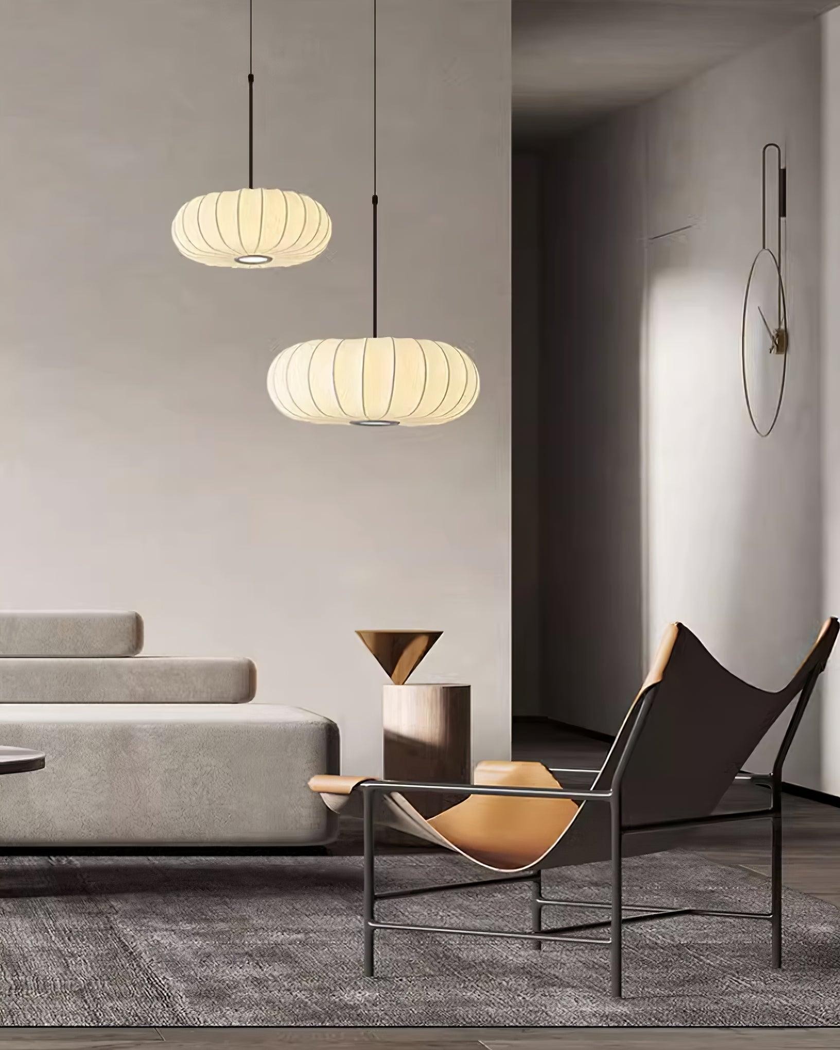 Eenvoudige Wabi-sabi witte lantaarn stoffen hanglamp HL852