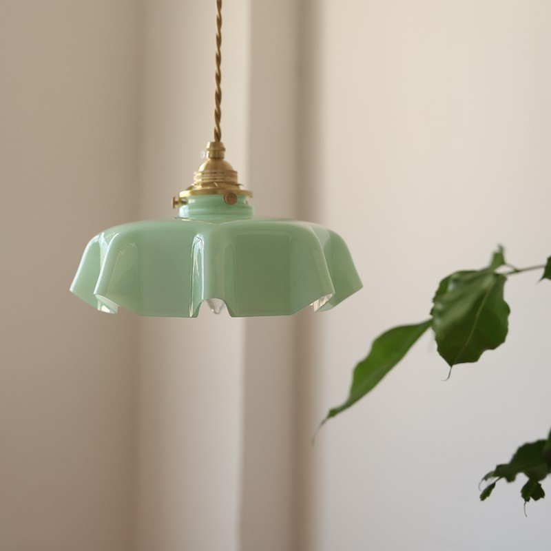 Retro Glazen Bloem Crème Hanglamp HL183