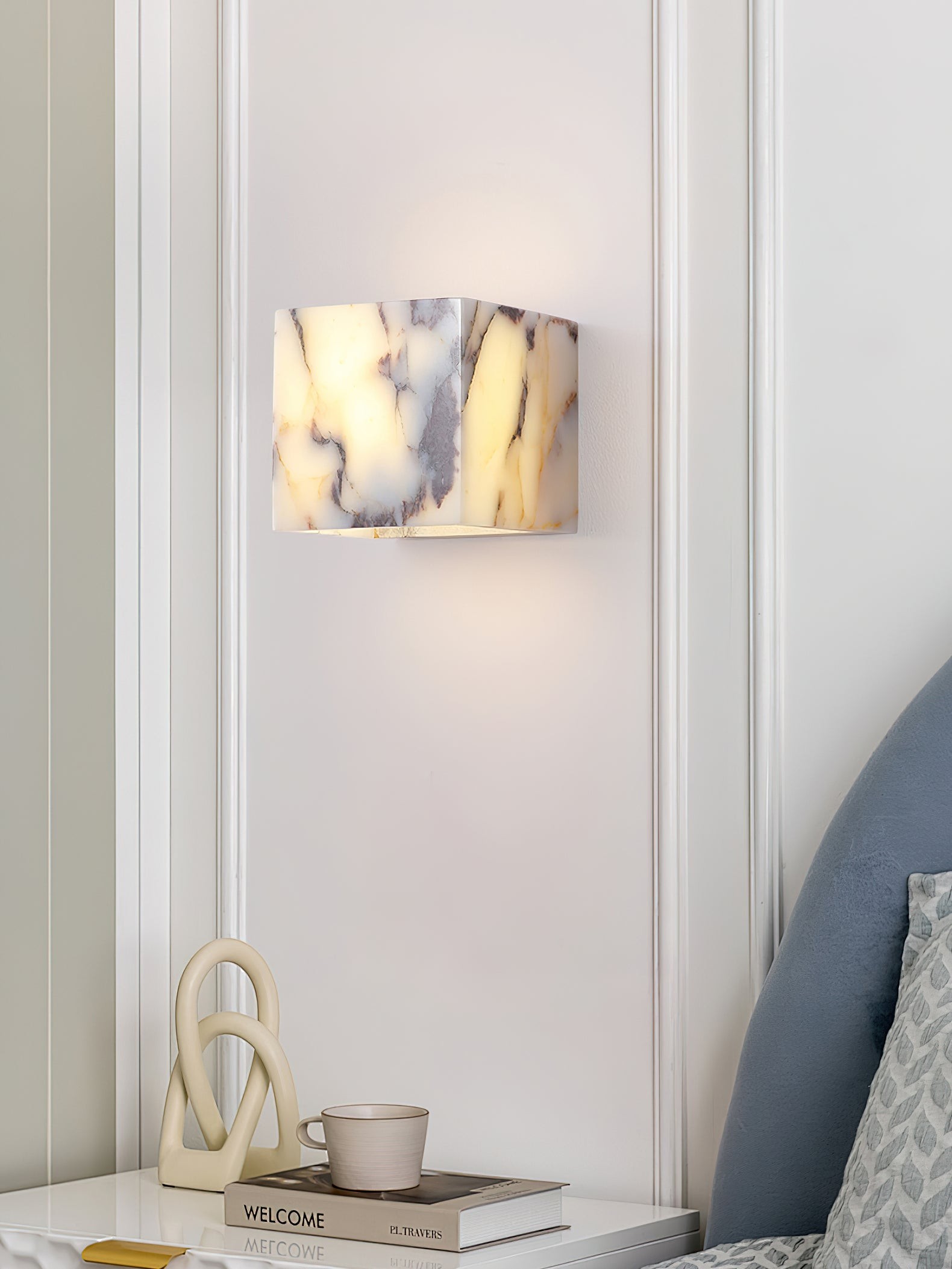 Vierkante marmeren wandlamp HL3178