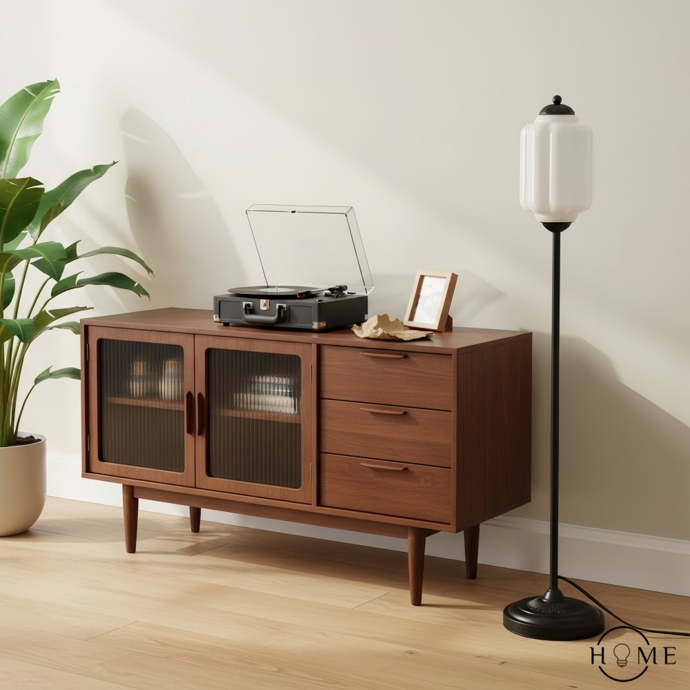 Eloise Vloerlamp van getextureerd glas in pompoenvorm - Organisch artistiek ontwerp en retrostijl voor de woonkamer HL2510