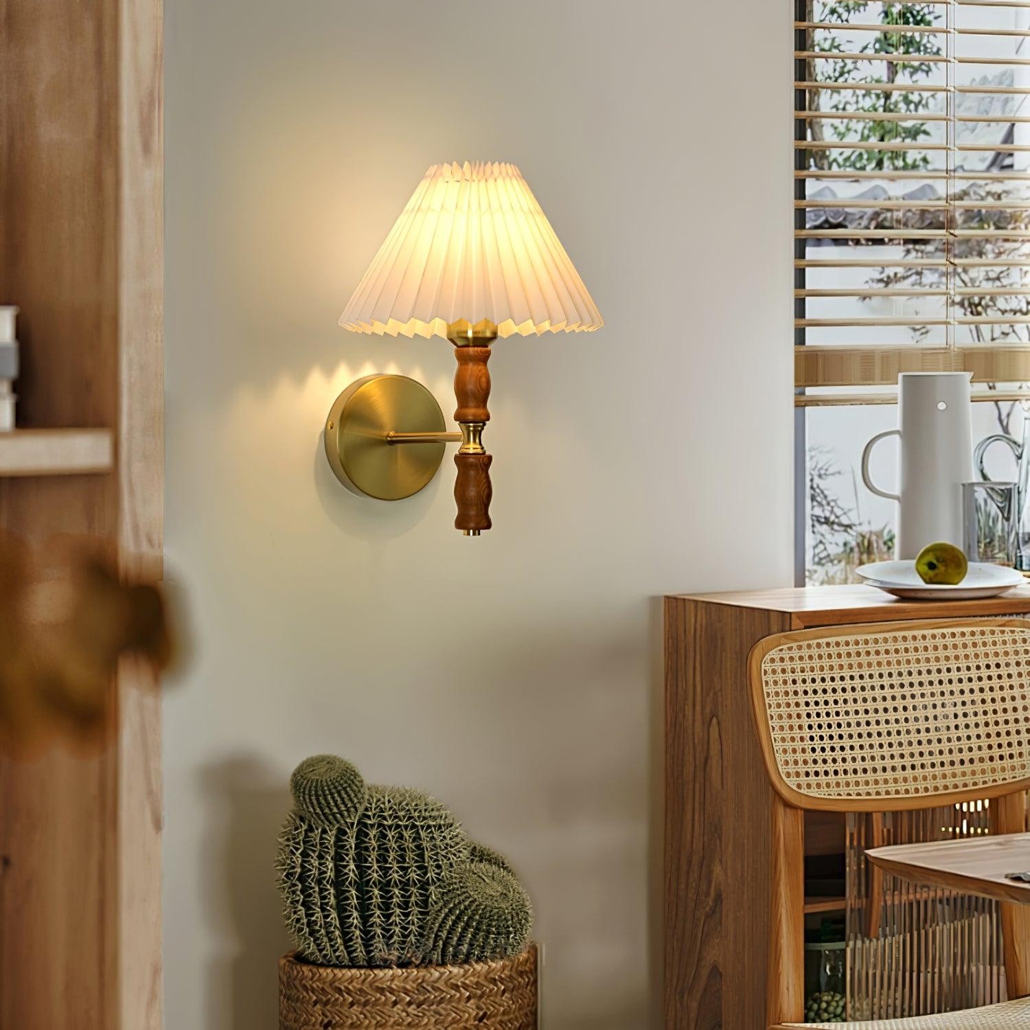 Japanse Retro Walnoot Sfeer Wandlamp Voor Slaapkamer HL807