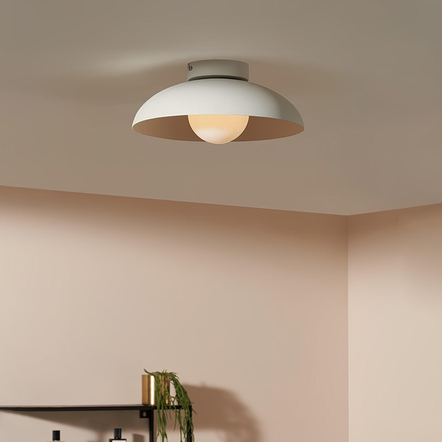 Matte zwarte glazen koepel plafondlamp HL543