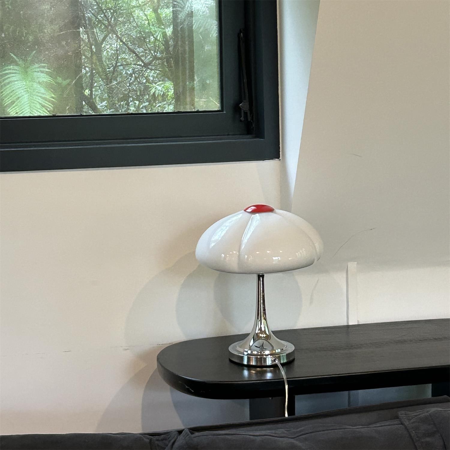 Crèmekleurige glazen paddestoel tafellamp HL883