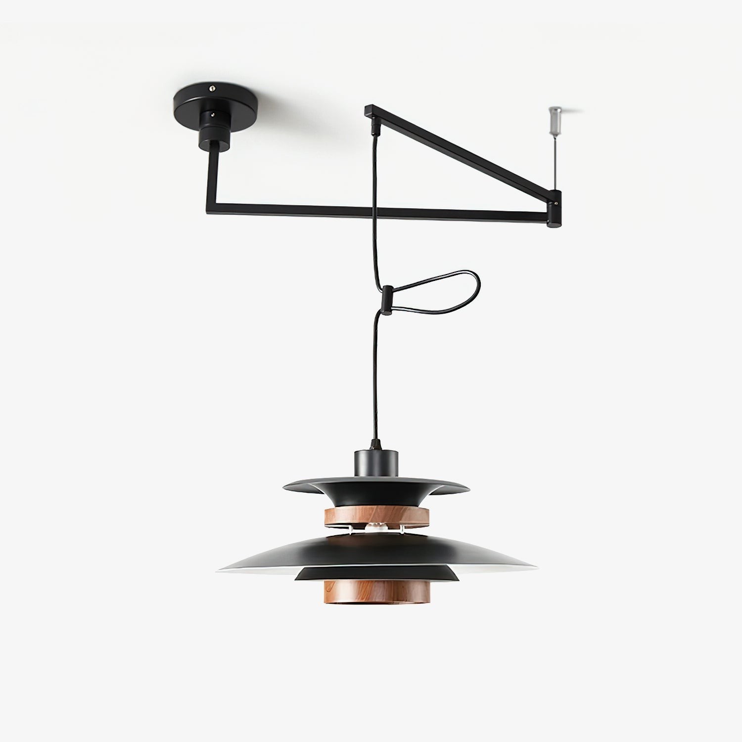 Meerlaagse houtnerf hanglamp met zwenkarm HL1088