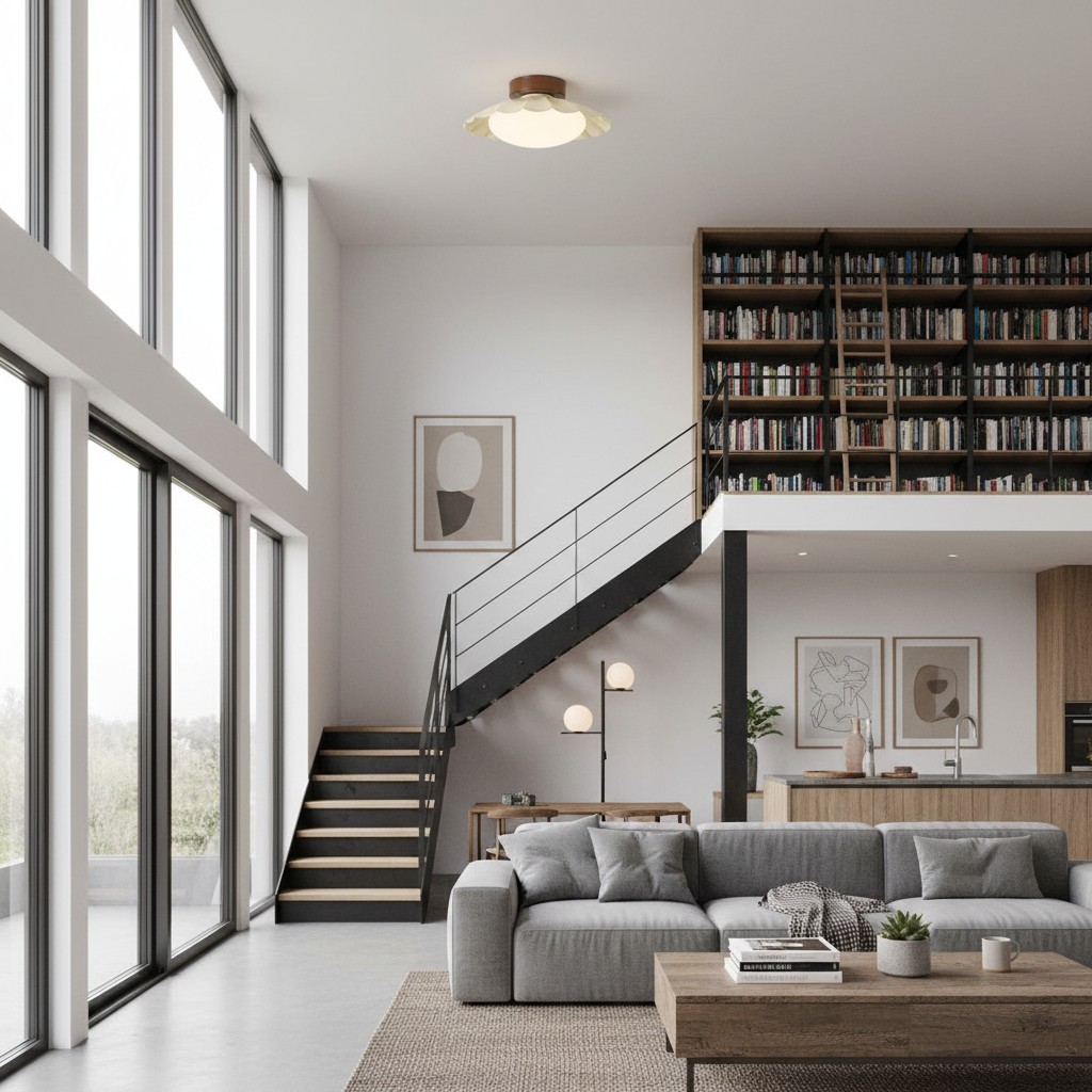 Pluvoria Moderne Minimalistische Plafondlamp met Gegolfde Wolken - Strakke Plafondlamp met Schone Lijnen HL2328